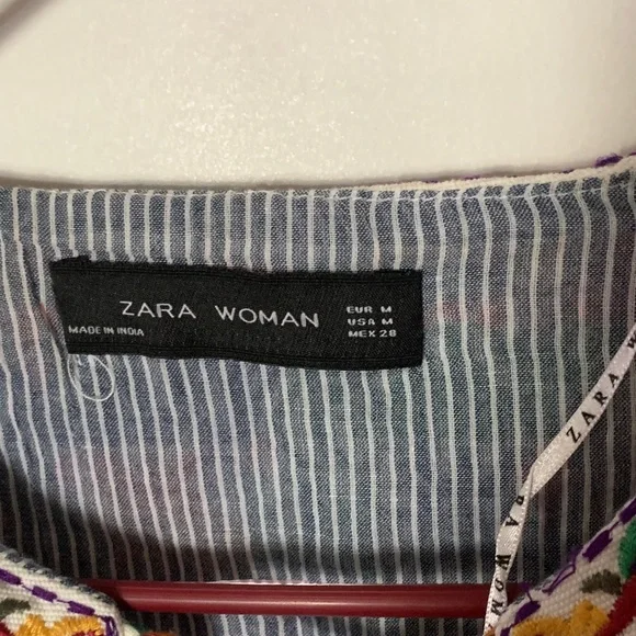 Zara Striped Blouse with Embroidery - Picture 2 of 9